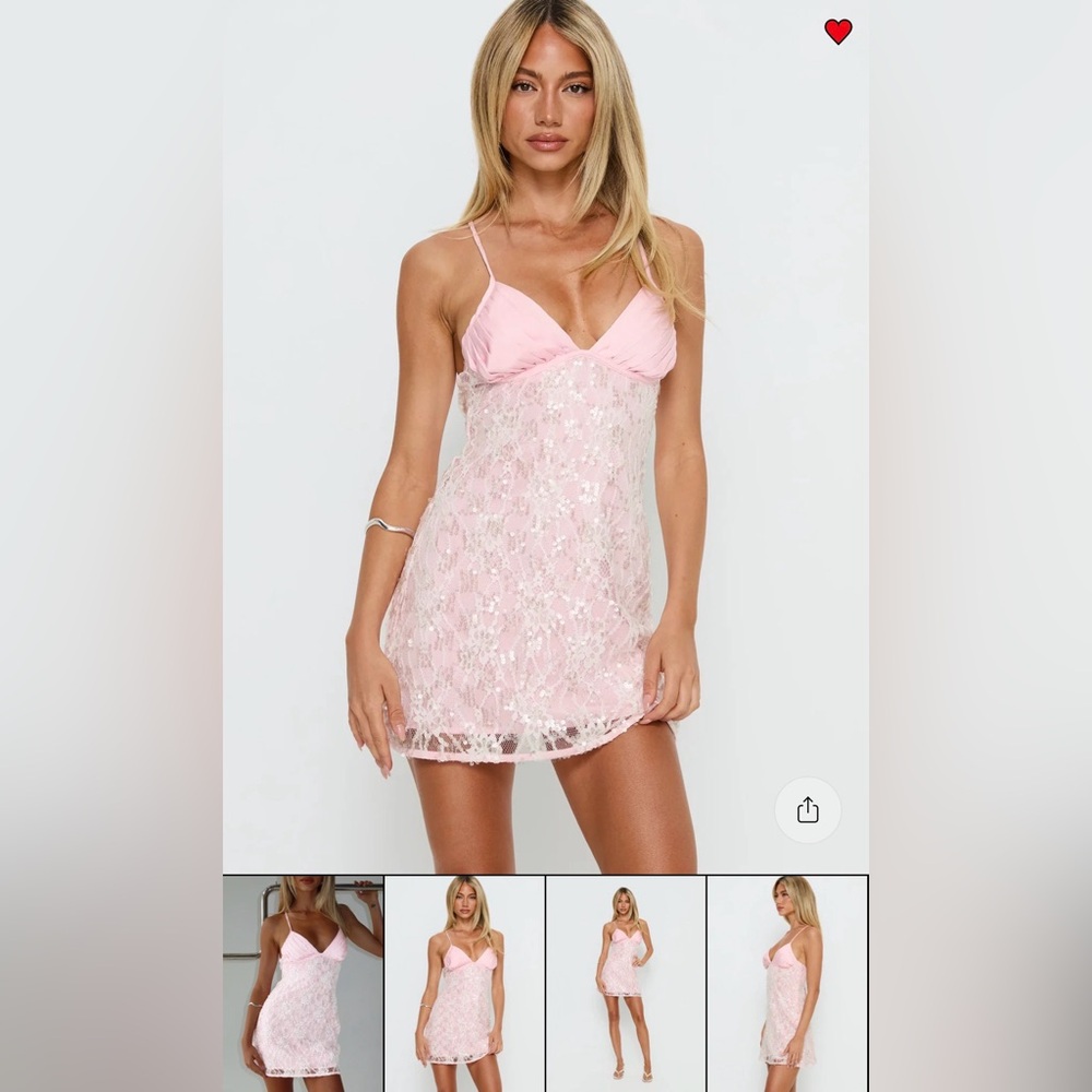 Princess Polly Disco Lace Sequin Lace Mini Dress - Picture 2 of 9